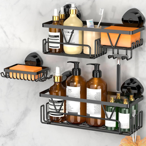 KEGII Shower Caddy Suction Cup Removable Suction Bathroom Organizers Shelf with Soap