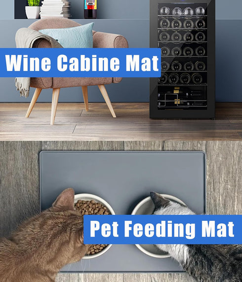 Mini Fridge Mat 24" x 24" with 0.8" Convex Edge, Silicone Floor Protector for Air Conditioner, Prevents Water Leakage