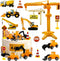 Morofme 21pcs Construction Cake Toppers Vehicles Cake Decorations Truck Excavator Tower Crane