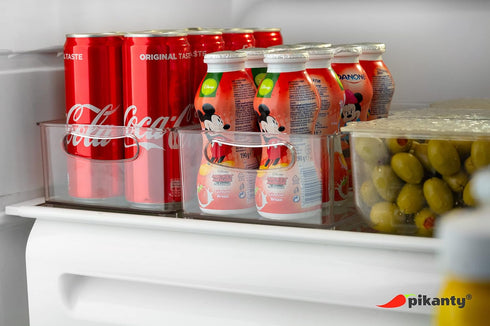 15-Inch Clear Plastic Refrigerator Organizer Bin with Handles - Storage for Fridge, Pantry, or Countertop
