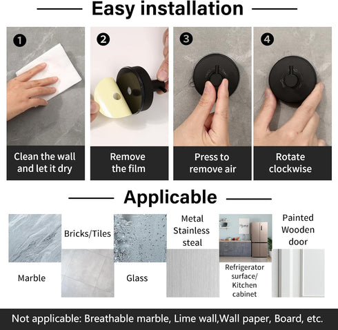 SVG HOME Wall Hooks - 2 Pcs Suction Cup Hooks - Removable Stainless Steel 304 for Most Household Walls - Shower Hooks,