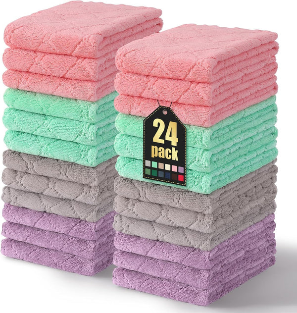 Homaxy 24 Pack Dish Towels for Kitchen (10 x 20 Inches, Multi