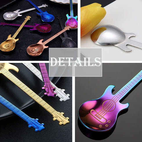 ESRISE Guitar Spoons Coffee Teaspoon, Musical Tea Spoons Kitchen Gifts for Men, Stainless Steel Cute Teaspoon