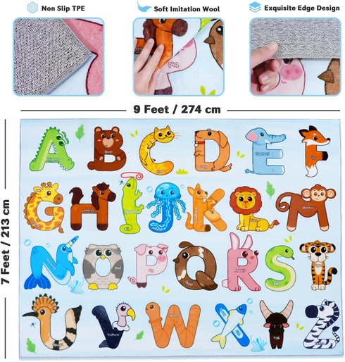 Bolacrom Kids Rugs for Playroom Educational Rug for Learn The ABC Alphabet, Soft Machine Washable Non-Slip Cute Carpet