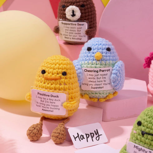 6 JOYIN Pcs Crochet Positive Animals with Positive Messages, Emotional Support Stuffed Animal Bulk, Cute Crochet