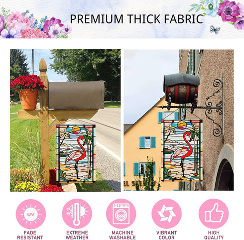 Welcome Summer Garden Flag, 12.5x18" Spring Summer Flamingo Vertical Double Sided Rustic Farmland Outdoor Decor