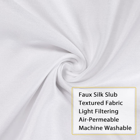 Uptown White Valance Curtains 14 Inch Length, Faux Silk Light Filtering Rod Pocket Valance for Windows