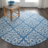 Nourison Grafix Damask Blue Area Rug, 5'3" x ROUND, Easy-Cleaning, Non-Shedding for Bedroom, Living Room, Dining Room,