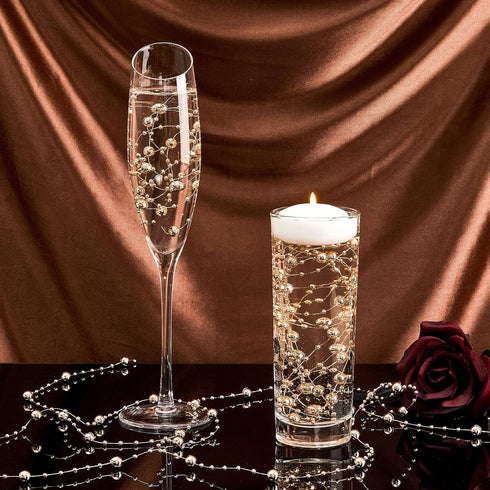 Tondiamo 24 Pcs Artificial Pearl String for Floating Candle, Faux Pearls Beads for Party Decoration