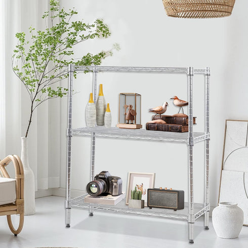 FDW 3 Tier Wire Shelving Units - Metal Storage Rack 23L x 13W x 30H, Adjustable Pantry Shelves for Kitchen