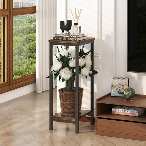 2 Homeiju Plant Stand Indoor, Tier Wood Corner Plant Stand, Modern Square Plant Shelf Flower Stand for Living Room