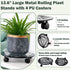 1 Packs 13.6" Large Metal Plant Caddy with PU Wheels Heavy-Duty Wrought Iron Rolling Plant Stands Indoor Outdoor