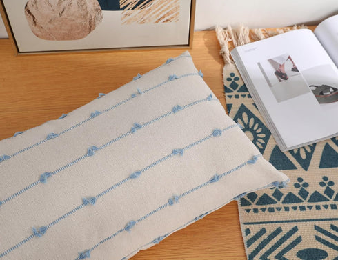 14 24 NUYECY Boho Long Lumbar Pillow Covers x Blue,Classic Stripe Pattern Cotton Decorative Long Lumbar Pillow Case
