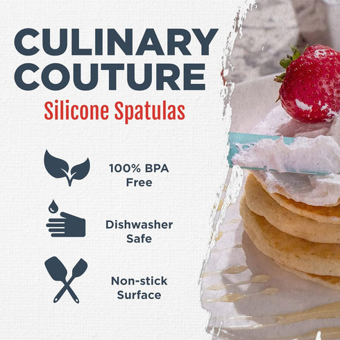 Culinary Couture 4-Piece Aqua Silicone Spatula Set, Heat Resistant up to 608°F, BPA-Free for Nonstick Cookware