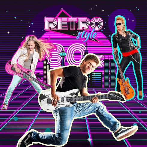 36 Set 80s 90s 12 Pcs Inflatable Guitars for Parties Bulk Blow Rock Star Guitar Rock and Roll Party Decorations Photo