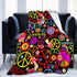VOOHDDY Funny Colorful Hippie Peace Love Blanket, Soft Blankets Flannel Bed Throw Cozy