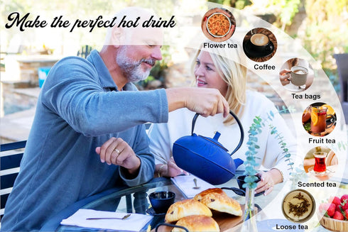 85 Oz/2500ml Set XXL Japanese Cast Iron Teapot with Infuser & Matching Trivet - Large Tetsubin Loose Leaf Tea Pot