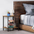 2 Small End Table Tier Wood Metal Rustic Side Table Living Room with Storage Shelf Narrow Bedside Table for Small