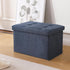 CUYOCA Storage Ottoman Cube Small Footrest Foldable Seat Foot Stools Square Tufted Ottoman Linen Black