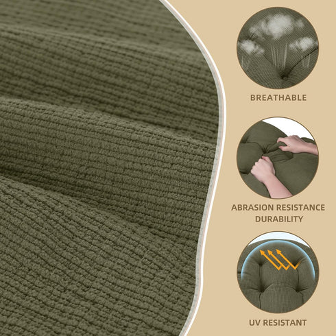 44x19x4 inch Rocking Chair Cushion - Plaid Corduroy Fabric, High-Density Sponge, Durable Comfort Non-Slip Bottom Tufted