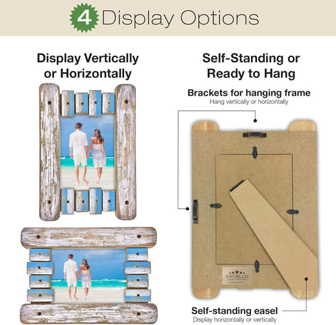 EXCELLO GLOBAL PRODUCTS Rustic Wooden Home Decor Picture Frame, 8.25x11.5 in, Fits Pictures 5x7 and 4x6 with Matte