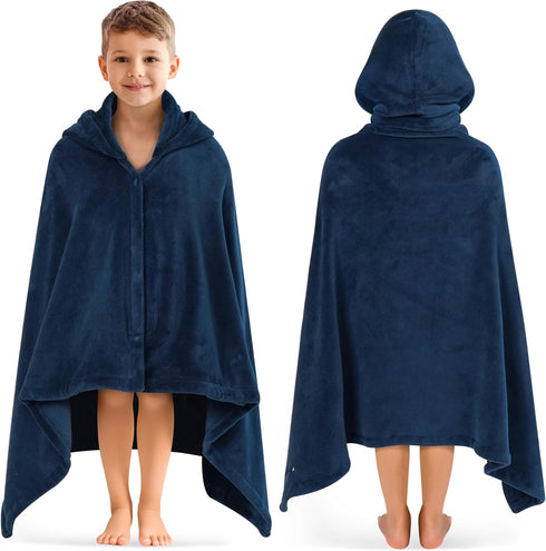 PAVILIA Fleece Hooded Towel for Kids, Soft Plush Beach Bath Towel, Absorbent