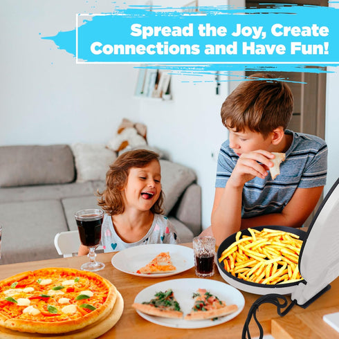 Courant 12-inch Pizza Maker Machine, Electric Countertop Oven for Home or School, Non-Stick Plates, Gray