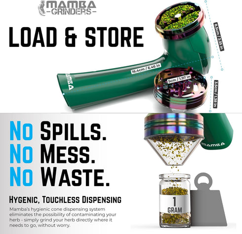 Mamba Original V2 1g Green Electric Portable Herb Grinder, USB Powered Kitchen Mill for Grinding