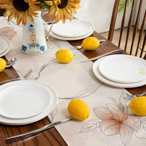 ARBINSON 13 72 Inch, Summer 13" 72") Watercolor Floral Spring Table Runner x Art Flowers Seasonal Holiday Kitchen
