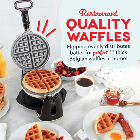 DASH Flip Belgian Waffle Maker with Ceramic Coating for 1" Thick Waffles – Cream