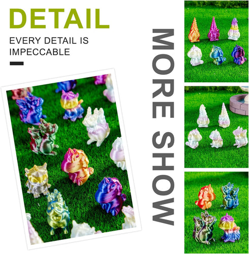 120 3D Set 3D Pieces Mini Printed Mini Animal - Gradient Animal Collection (Unicorn Pygmy Squirrel Wyvern)