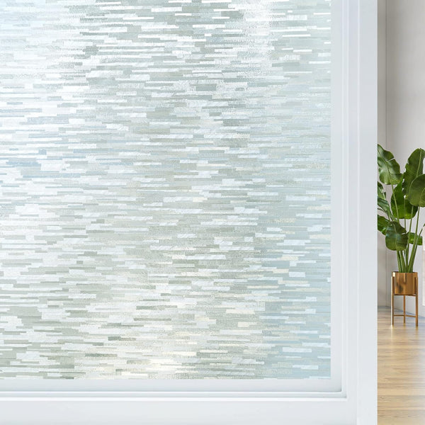 Haton Window Privacy Film, Frosted Glass Static Cling, Sun Heat Blocking Window Clings, Non Adhesive (17.5" x 78.7")