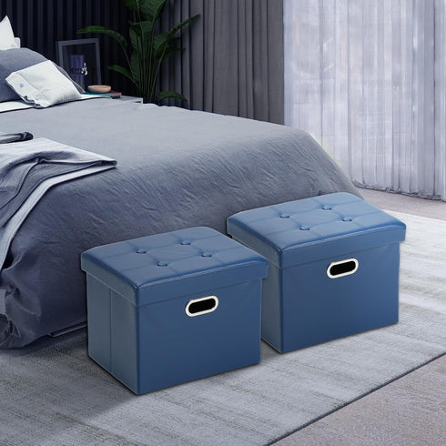 17x13x13in COSYLAND Storage Ottoman Leather Ottoman Rectangle Footrest Footstool Folding Ottoman for Room Dorm Small