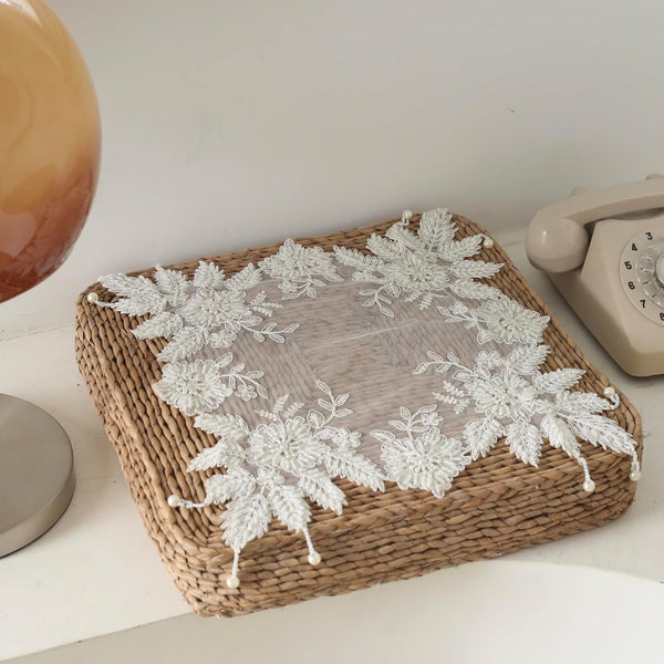 VIRFONOR Handmade Embroidery Beaded lace Doilies - Home Decor Mat for Coffee Table,