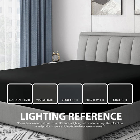 Cathay Home Luxury Wrinkle and Fade Resistant Microfiber Fitted Sheet, 14-inch Standard Pocket, Black, Full