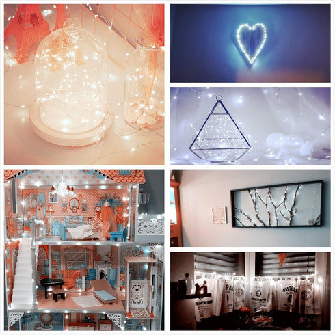 Ranlraka 7Ft White LED Christmas Fairy Lights for Bedroom Battery Operated String Lights Mason Jar Lights Waterproof