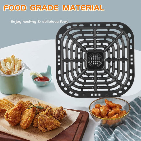 Air Fryer Grill Plate Replacement, Sturdy 304 Stainless Steel Grill Pan Tray with Rubber Feet, Nonstick Bottom Plate