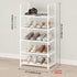 Hockmez 5-Tier Closet Room(White-5Tier) Small Shoe Rack,Stackable Shoe Shelf Storage Organizer for Entryway Hallway