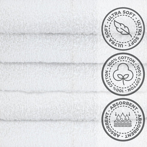 Crystal Ridge 10 Pack 12 x12 Cotton Wash Cloths - Washcloths for Showering, Face and Body, Soft and Highly Absorbent