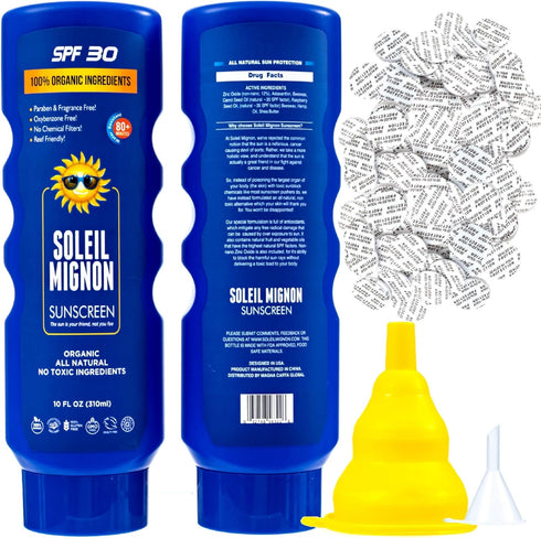 Leakproof Hidden Flask - 2 Secret Sunscreen Flasks for Liquor, 10oz Empty Alcohol Containers with Foam Seals & Funnel