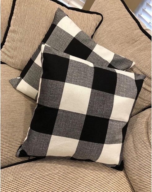 VAKADO Set of 2 20x20 Black White Buffalo Plaids Decorative Throw Pillow Covers for Couch Sofa Car Outdoor Home Decor