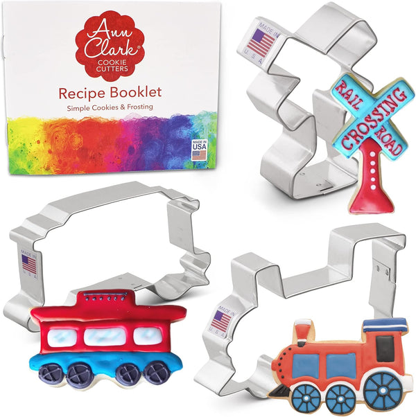 Ann Clark Train Railroad Cookie Cutters 3-Pc. Set (Train Engine, Caboose, Railroad