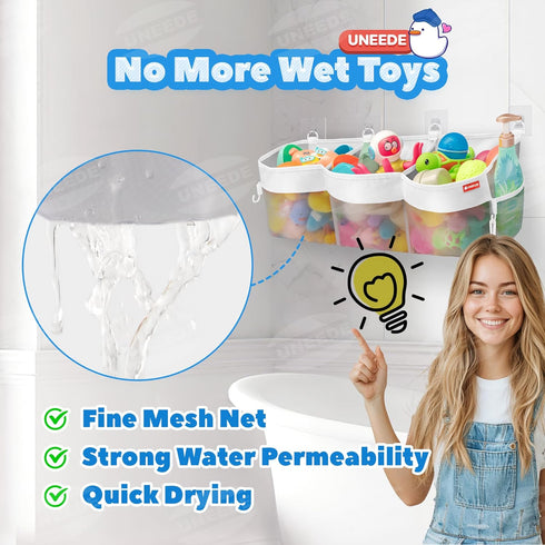 4.95 3 UNEEDE Gallons Compartment Horizontal Bath Toy Storage,Bathtub Toy Storage Organizer,Bath Toy Holder