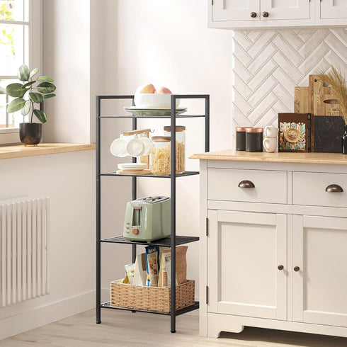 4-Tier UBSC034B01 SONGMICS Storage Rack, Bathroom Shelf, Extendable Plant Stand with Adjustable Shelf, for Bathroom