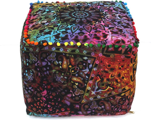 22X22X14 inches, CRAFT KALA Square Mandala Floor Pillow Cushion Cover Seating Throw Cover Hippie Decorative Bohemian