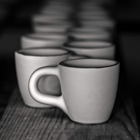 City to Cottage Handcrafted Navy Blue Stripe Ceramic Espresso Cups - Set of 4 for Espresso Machine