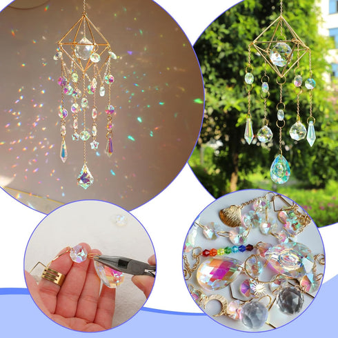 400 DIY Suncatchers, pcs Sun Catchers Making Supplies Kit Art and Crafts for Adults Prism Hanging Decorative Suncatcher