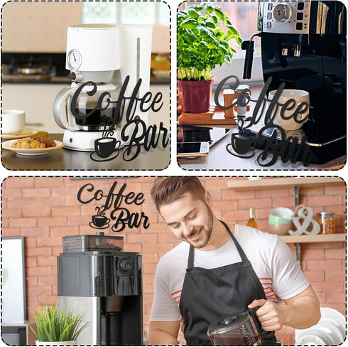 Shimeyao Coffee Bar Accessories, Metal Rustic Wall Art Sign for Cafe Home Office Kitchen, Vintage Black Cup Letter