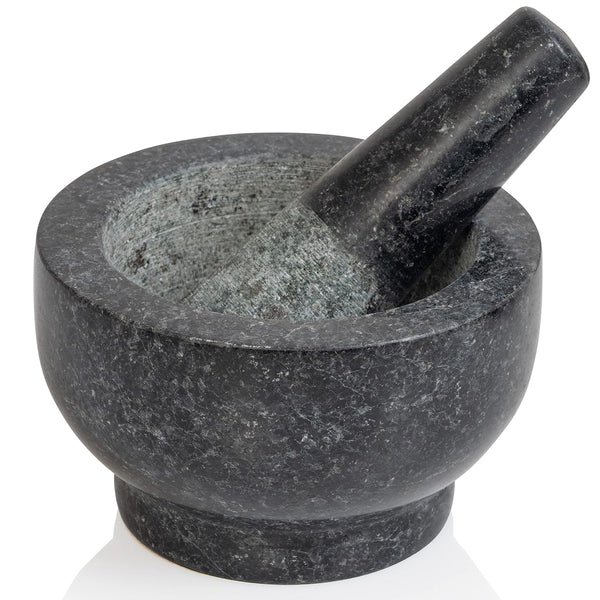 Maxam Mortar and Pestle Set - 5 Inch - Heavy Natural Granite