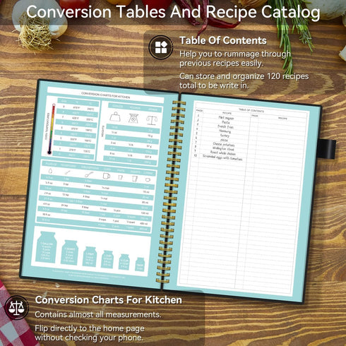 Recipe Book to Write in Your Own Recipes, Blank Recipe Notebook with Tabs for Family Cooking Lover, 120 Pages Recipe Organizer, 8.5 x 5.5", Black by Regolden-Book